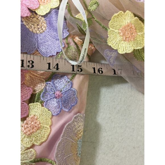 AW BRIDAL 4 S Pink Multi 3D Floral Embroidered Catharine Midi Dress NEW B103 - Picture 7 of 9